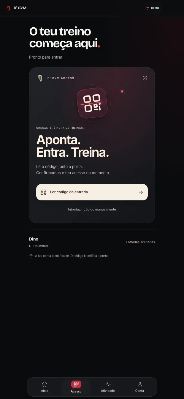 DGym — mobile view