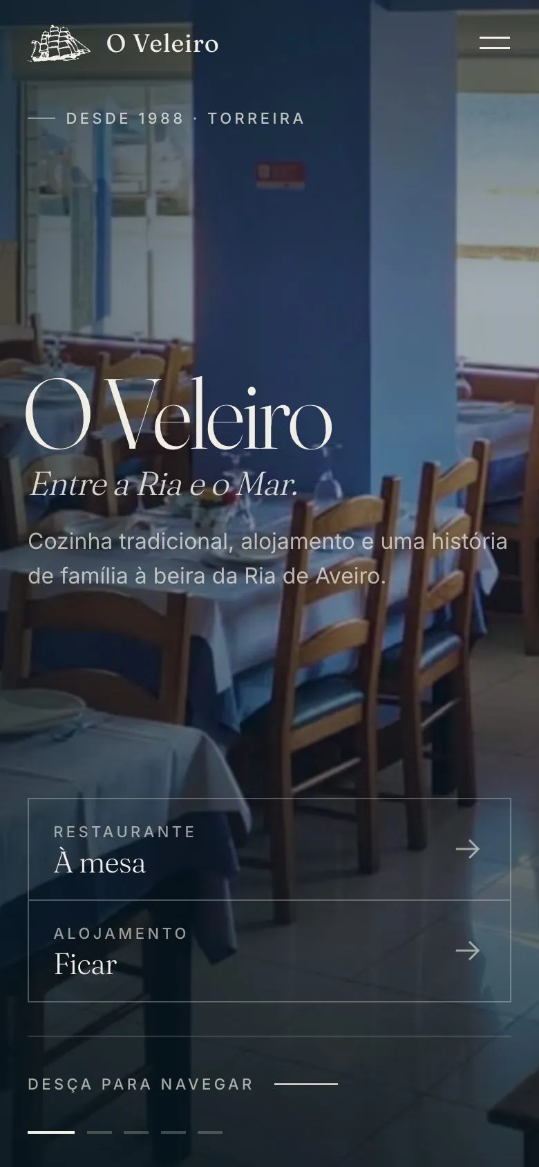 O Veleiro — mobile view